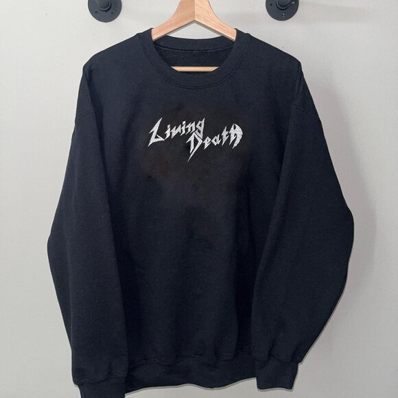 Black White Living Death Thrash Speed Metal Band Music Crewneck Sweatshirt - Picture 1 of 2